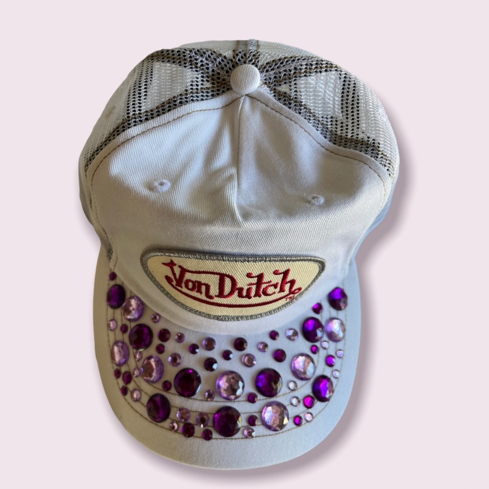 Von Dutch embellished handcrafted crystal hat one of a kind rare - Picture 3 of 5